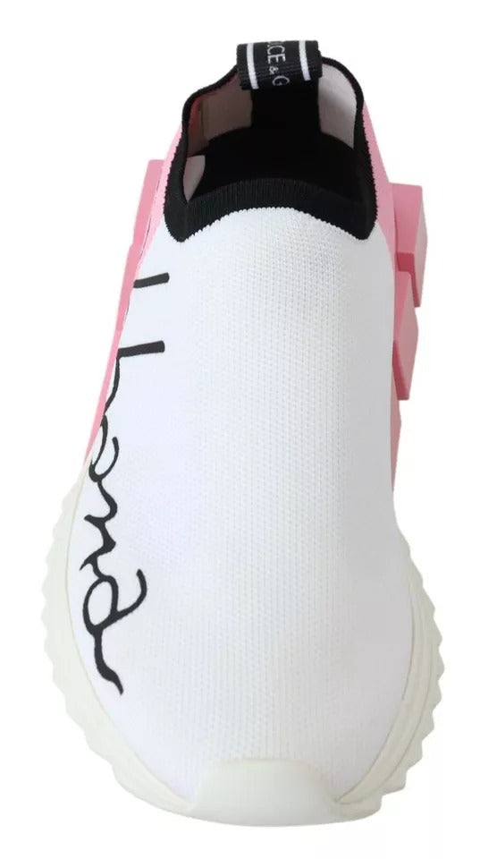 Dolce & Gabbana Pink White Logo Sorrento Sneakers Shoes -   -  Dolce & Gabbana.