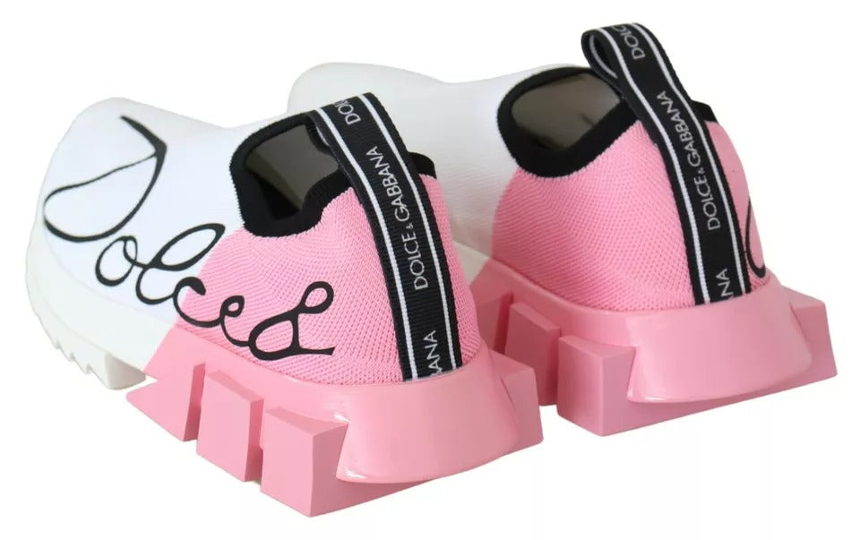 Dolce & Gabbana Pink White Logo Sorrento Sneakers Shoes -   -  Dolce & Gabbana.