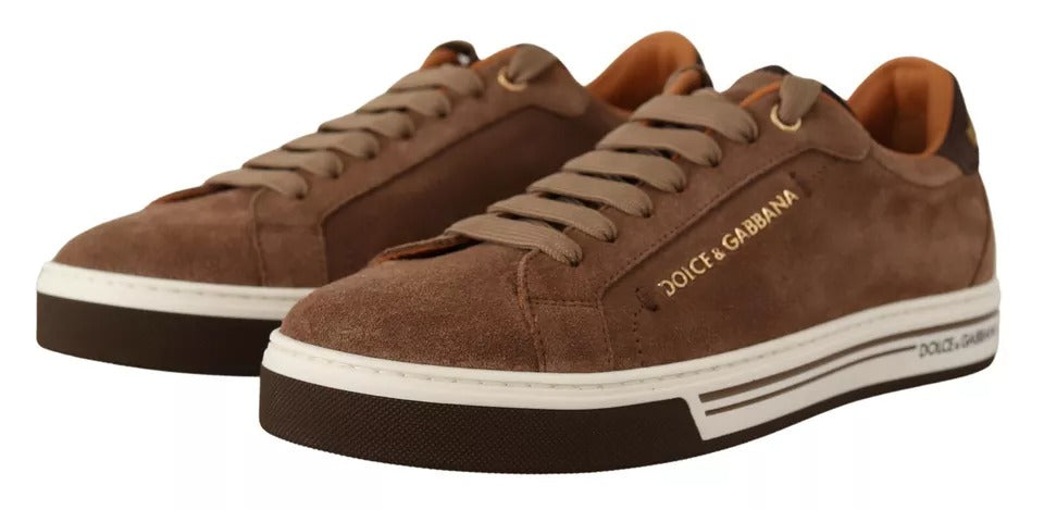 Dolce & Gabbana Brown Suede Logo Low Top Sneakers Men Shoes -   -  Dolce & Gabbana.