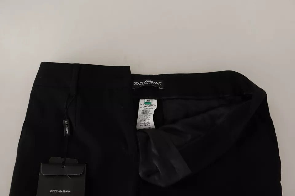 Dolce & Gabbana Black White Stripes Wool Tapered Pants -   -  Dolce & Gabbana.