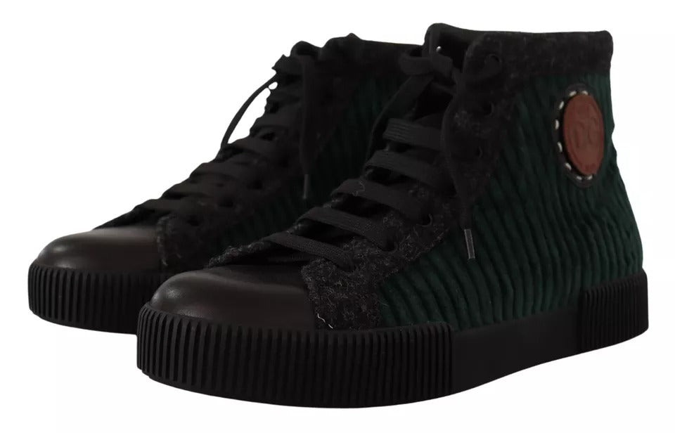 Dolce & Gabbana Green Corduroy High Tops Sneakers Mens Casual Shoes -   -  Dolce & Gabbana.