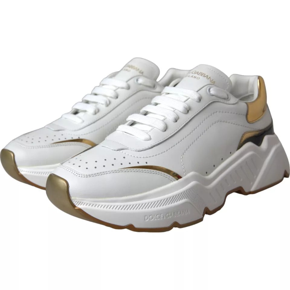Dolce & Gabbana White Gold DAYMASTER Leather Sneakers Men Shoes -   -  Dolce & Gabbana.