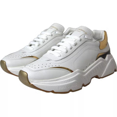 Dolce & Gabbana White Gold DAYMASTER Leather Sneakers Men Shoes -   -  Dolce & Gabbana.