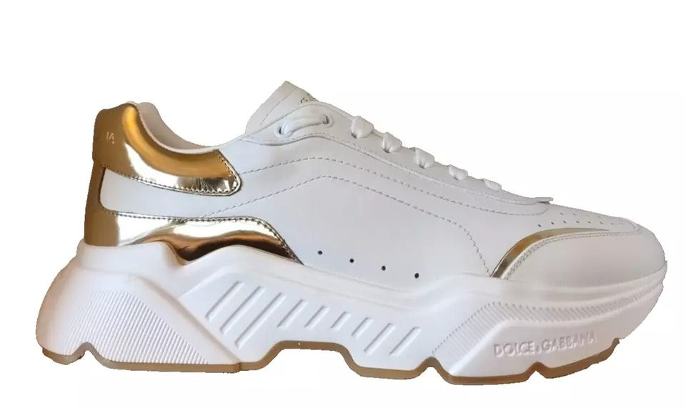Dolce & Gabbana White Gold DAYMASTER Leather Sneakers Men Shoes -   -  Dolce & Gabbana.