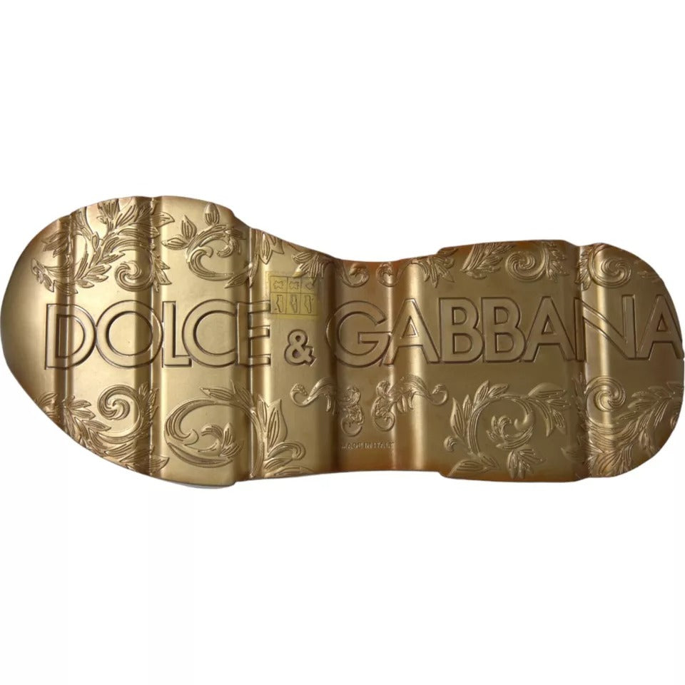 Dolce & Gabbana White Gold DAYMASTER Leather Sneakers Men Shoes -   -  Dolce & Gabbana.