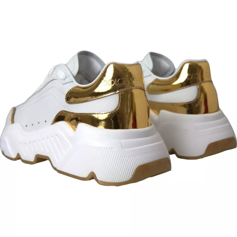 Dolce & Gabbana White Gold DAYMASTER Leather Sneakers Men Shoes -   -  Dolce & Gabbana.