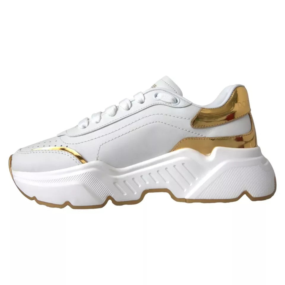 Dolce & Gabbana White Gold DAYMASTER Leather Sneakers Men Shoes -   -  Dolce & Gabbana.