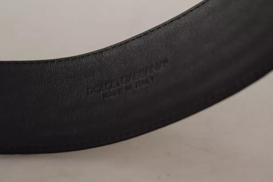 Dolce & Gabbana Black Wide Embossed Leather Gold Metal Buckle Belt -   -  Dolce & Gabbana.
