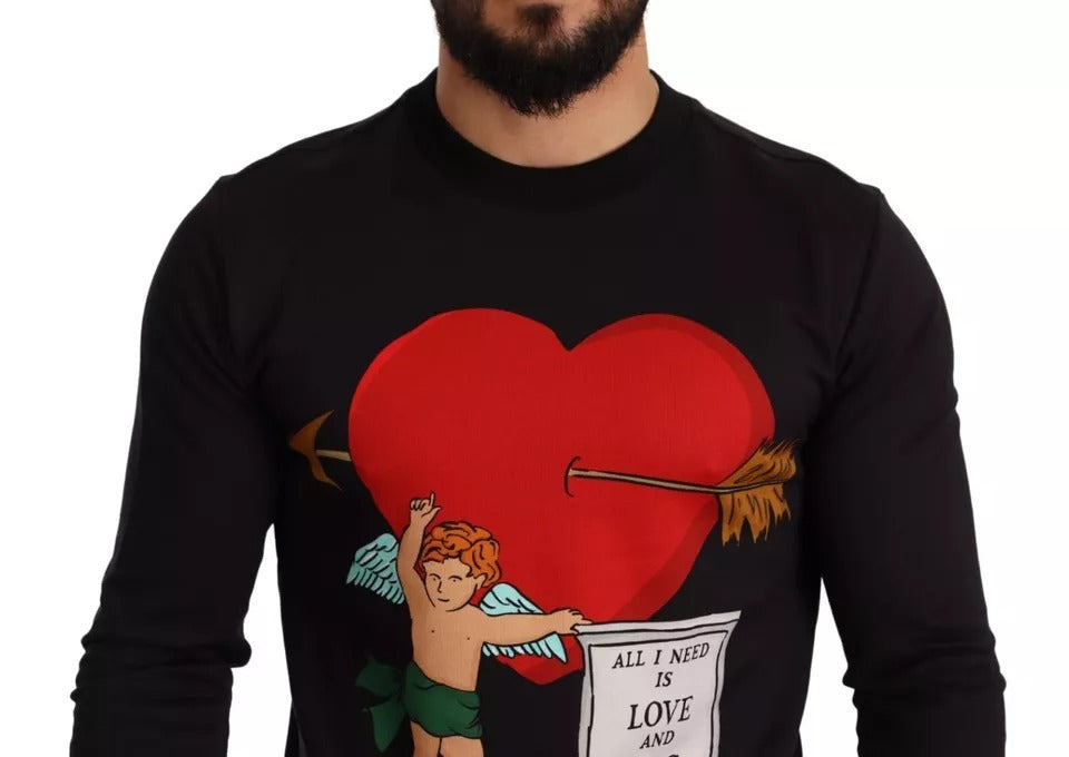 Dolce & Gabbana Black Cupid Print Hoodie Sweatshirt Sweater -   -  Dolce & Gabbana.