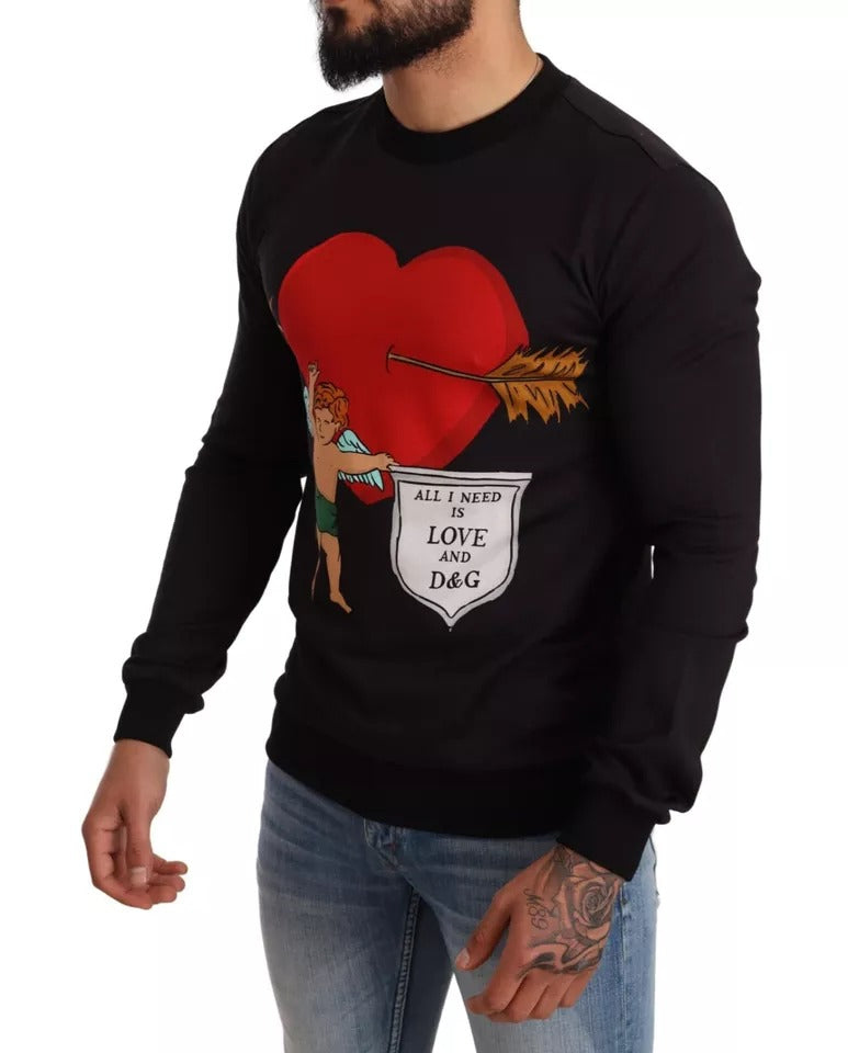 Dolce & Gabbana Black Cupid Print Hoodie Sweatshirt Sweater -   -  Dolce & Gabbana.