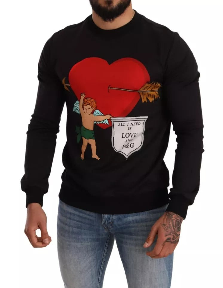 Dolce & Gabbana Black Cupid Print Hoodie Sweatshirt Sweater -   -  Dolce & Gabbana.