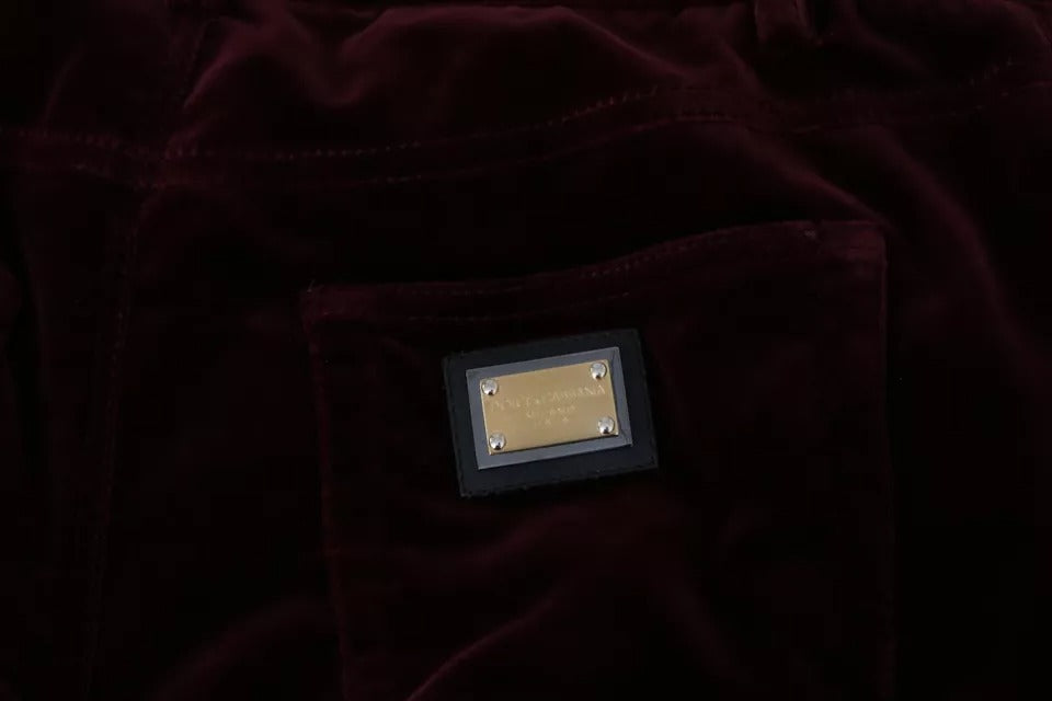 Dolce & Gabbana Bordeaux Velvet Stretch Slim Fit Pants -   -  Dolce & Gabbana.