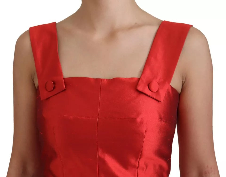 Dolce & Gabbana Red A-line Pleated Midi Satin Silk Dress -   -  Dolce & Gabbana.
