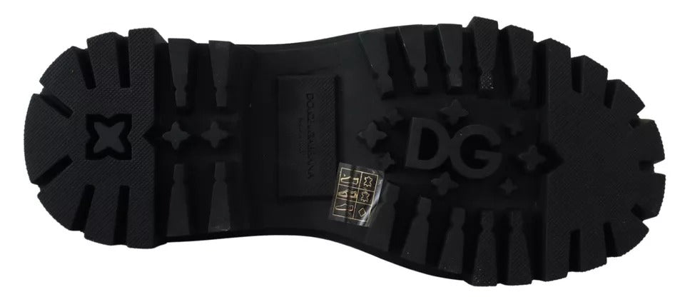 Dolce & Gabbana Black Leather Trekking Derby Embellished Shoes -   -  Dolce & Gabbana.