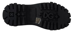 Dolce & Gabbana Black Leather Trekking Derby Embellished Shoes -   -  Dolce & Gabbana.