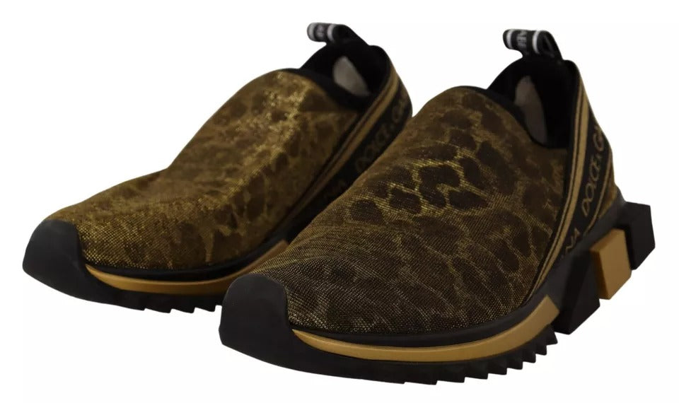 Dolce & Gabbana Gold Glitter Leopard Sorrento Sneakers Shoes -   -  Dolce & Gabbana.