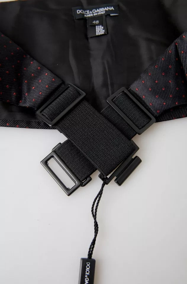 Dolce & Gabbana Black Silk Dotted Waist Tuxedo Belt Cummerbund -   -  Dolce & Gabbana.
