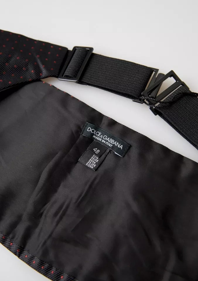 Dolce & Gabbana Black Silk Dotted Waist Tuxedo Belt Cummerbund -   -  Dolce & Gabbana.