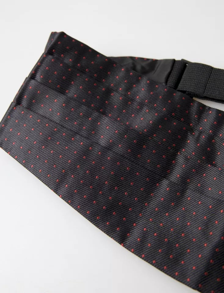 Dolce & Gabbana Black Silk Dotted Waist Tuxedo Belt Cummerbund -   -  Dolce & Gabbana.