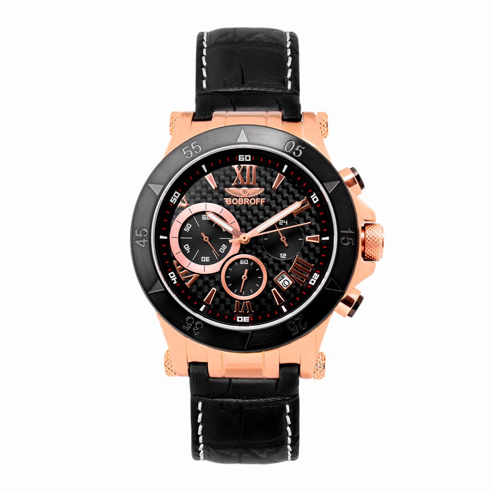 Bobroff Black Leather Watch -   -  Bobroff.