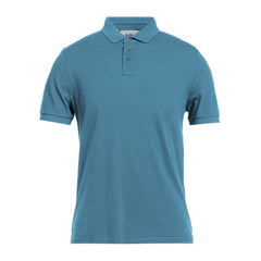 Alpha Studio Light Blue Cotton Men Polo Shirt -   -  Alpha Studio.