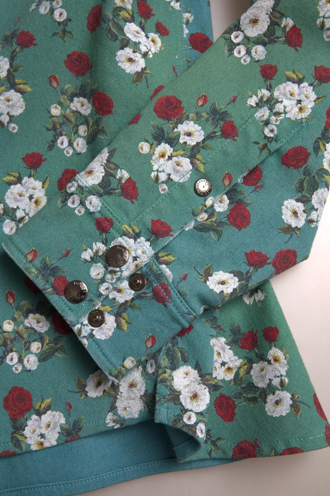 Dolce & Gabbana Blue Floral Cotton Button Down Denim Shirt -   -  Dolce & Gabbana.