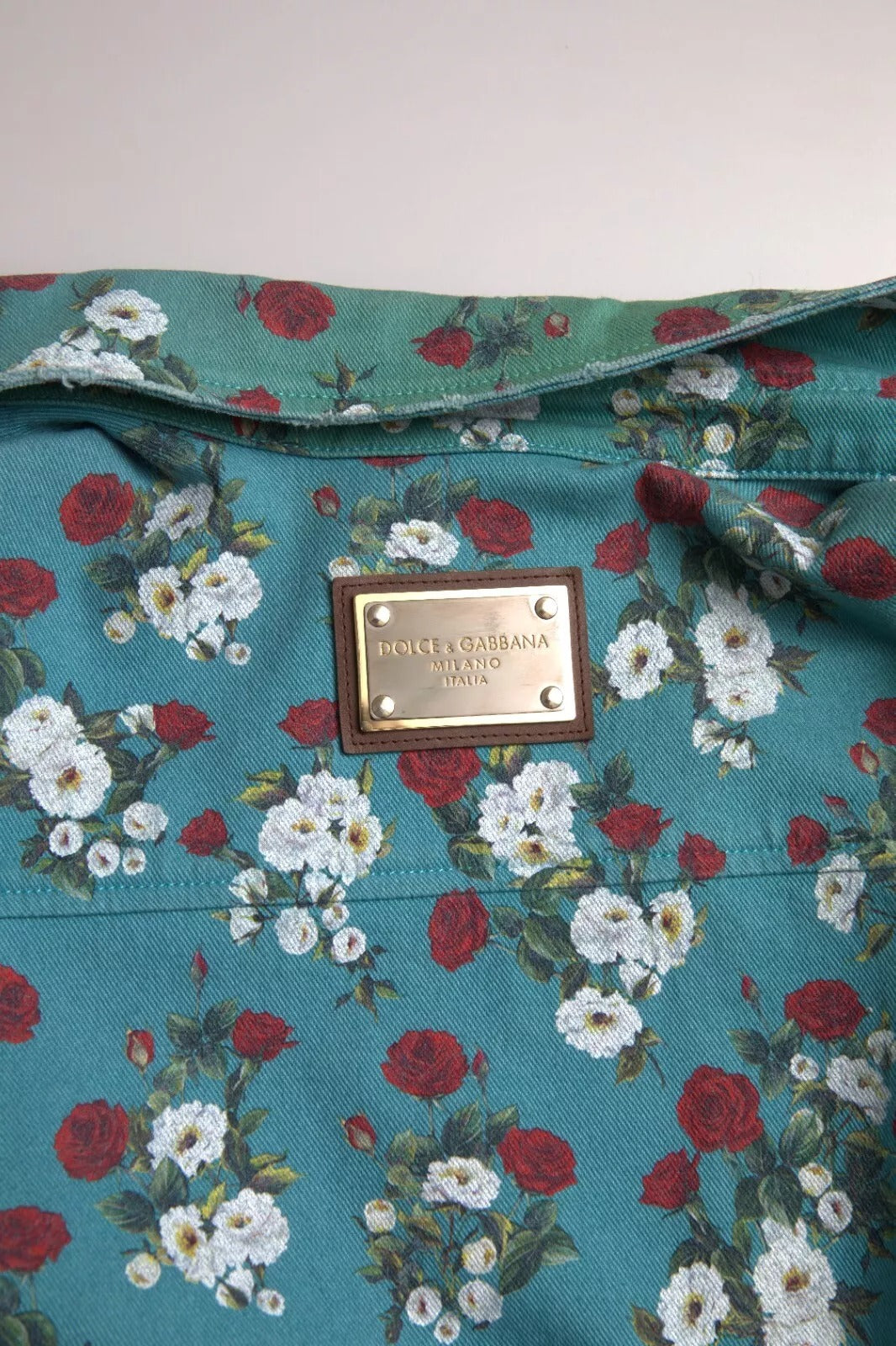 Dolce & Gabbana Blue Floral Cotton Button Down Denim Shirt -   -  Dolce & Gabbana.
