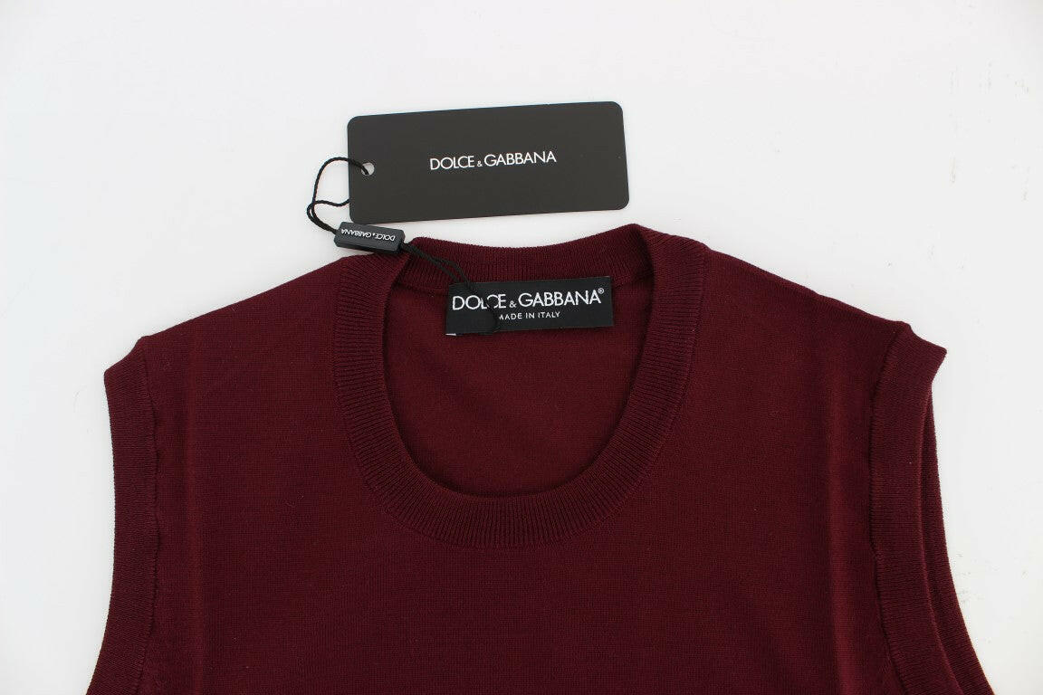 Dolce & Gabbana Red Sleeveless Crewneck Vest Pullover -   -  Dolce & Gabbana.