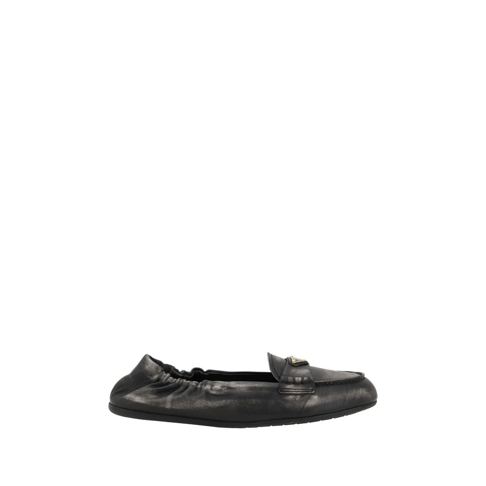Prada Vintage-effect leather Loafers -   -  Prada.