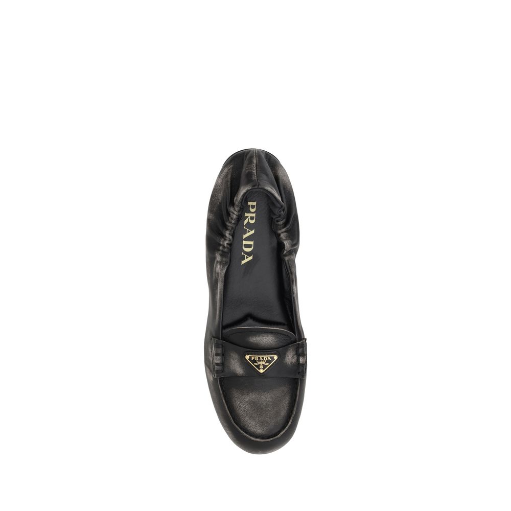 Prada Vintage-effect leather Loafers -   -  Prada.