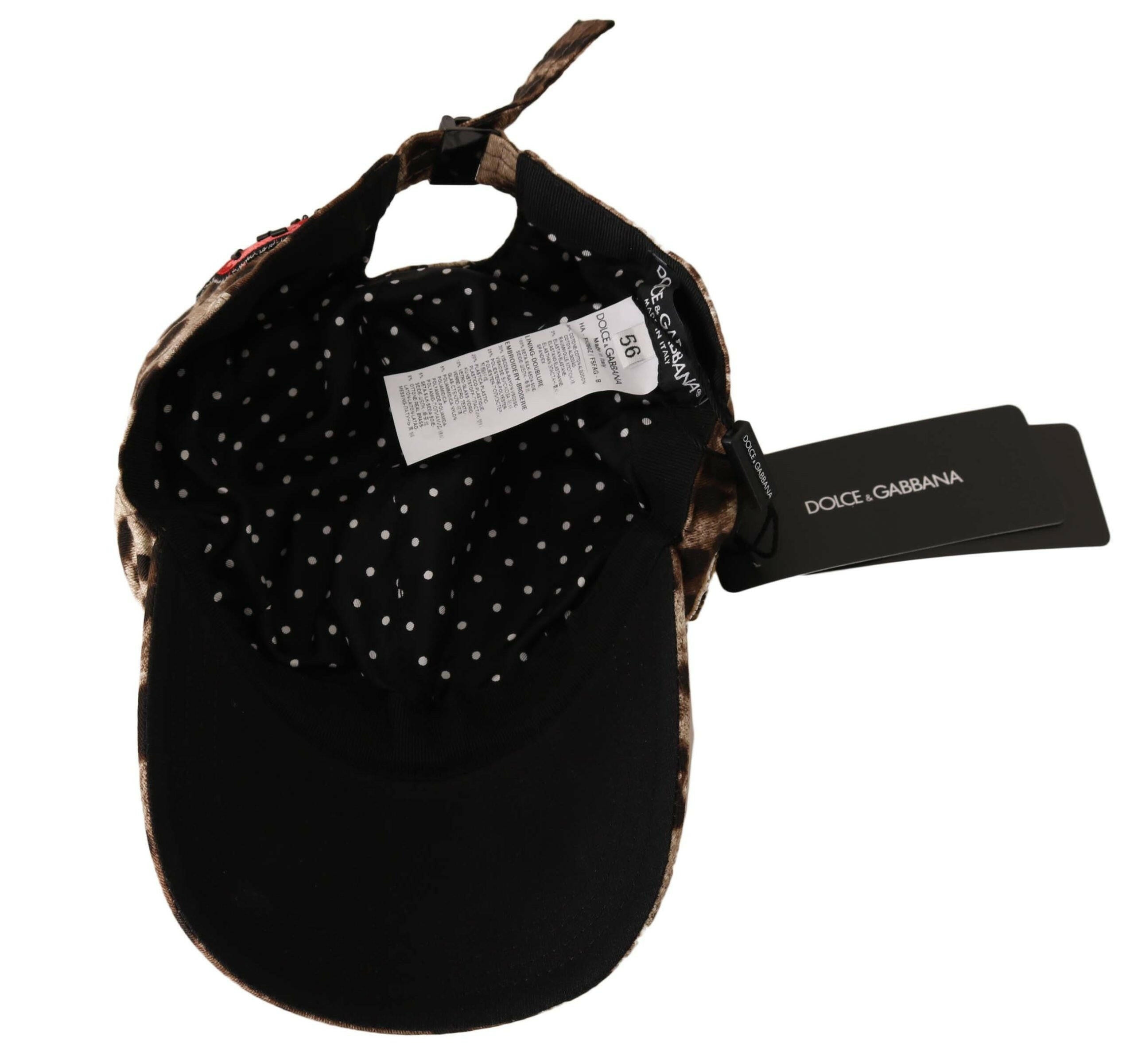 Dolce & Gabbana Brown Leopard Sequin Sicily Applique Baseball Hat -   -  Dolce & Gabbana.