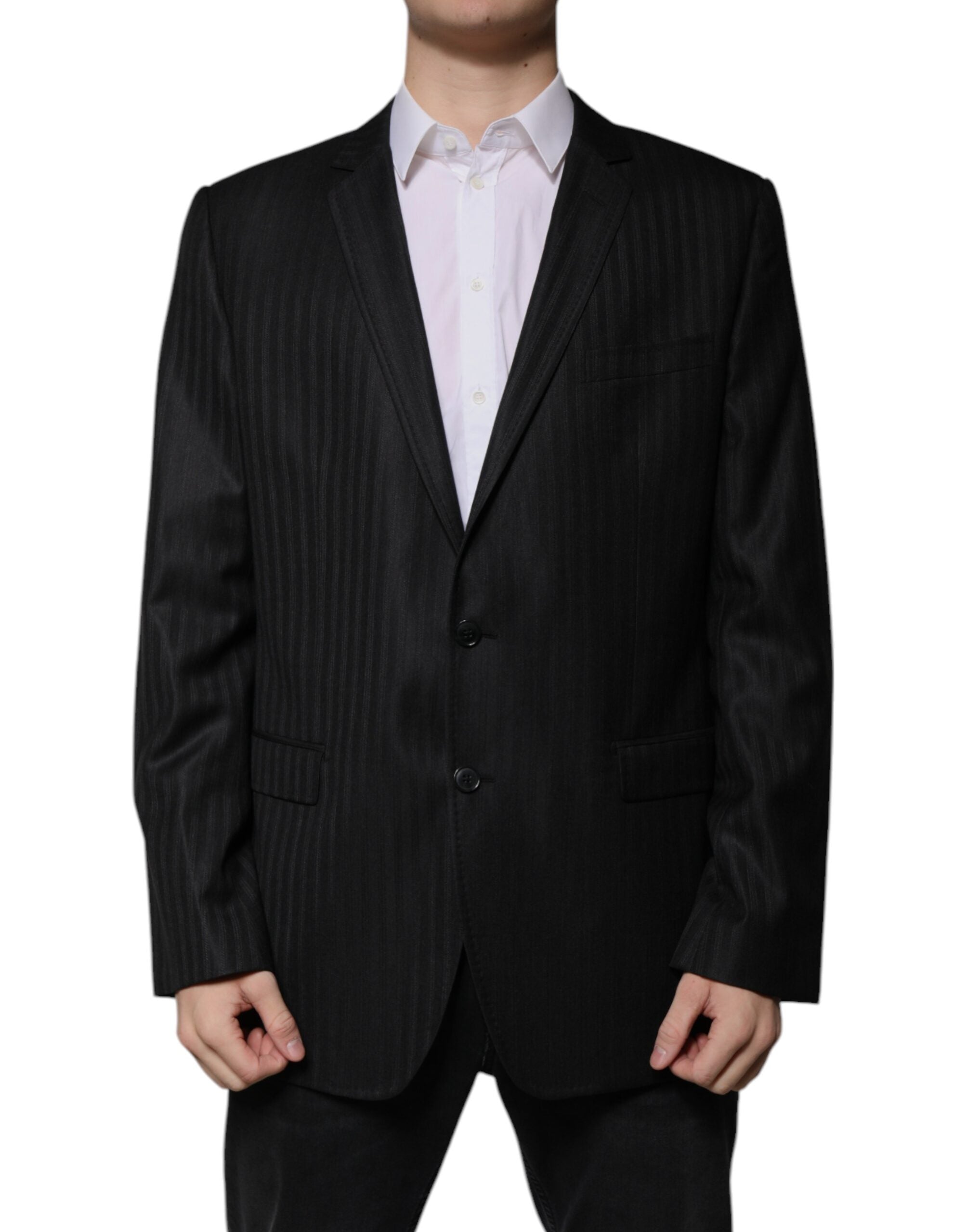Dolce & Gabbana Black Stripe Wool Single Breasted Blazer -   -  Dolce & Gabbana.