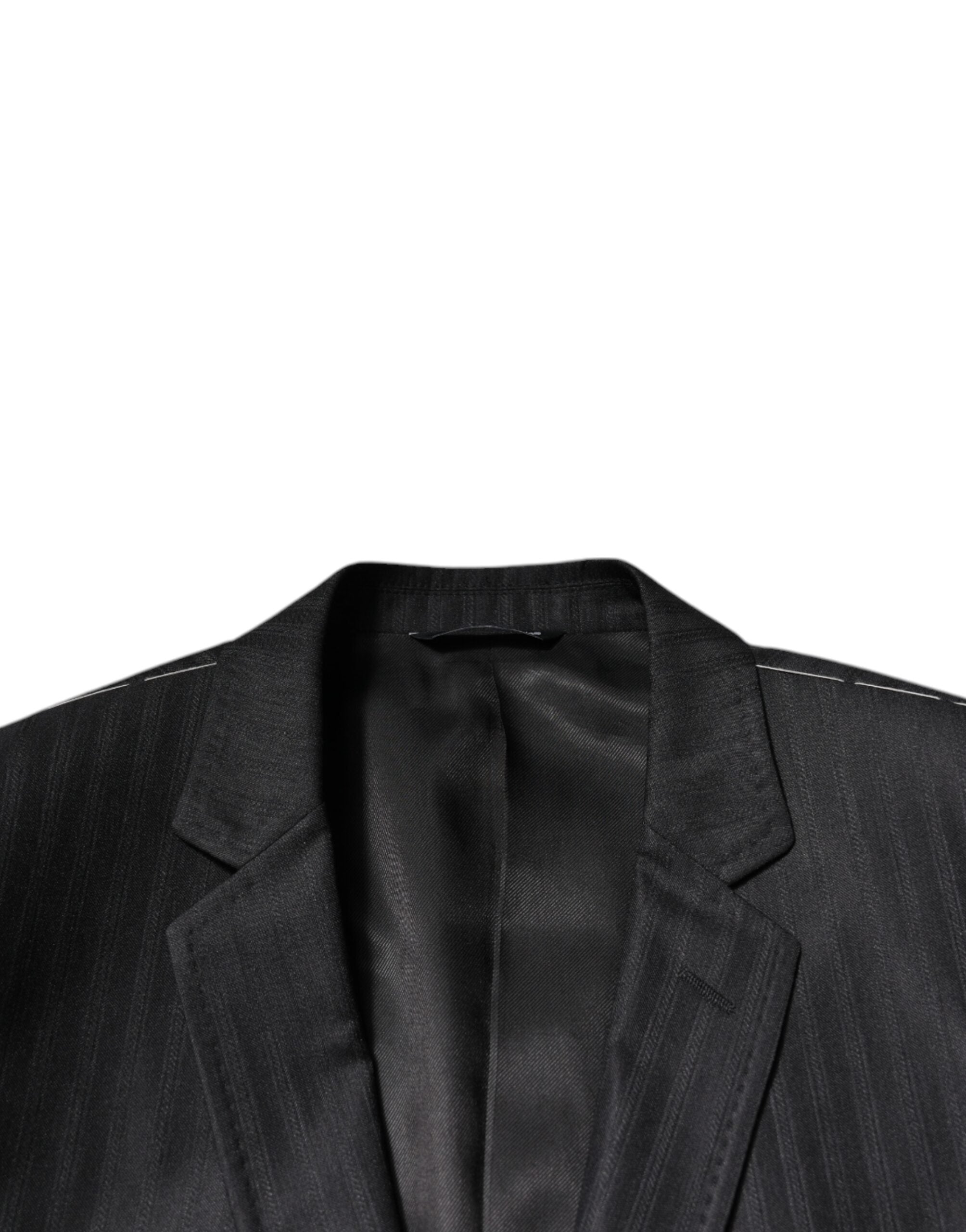 Dolce & Gabbana Black Stripe Wool Single Breasted Blazer -   -  Dolce & Gabbana.
