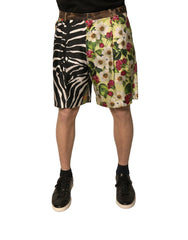 Dolce & Gabbana Multicolor Patchwork Silk Men Chino Shorts -   -  Dolce & Gabbana.