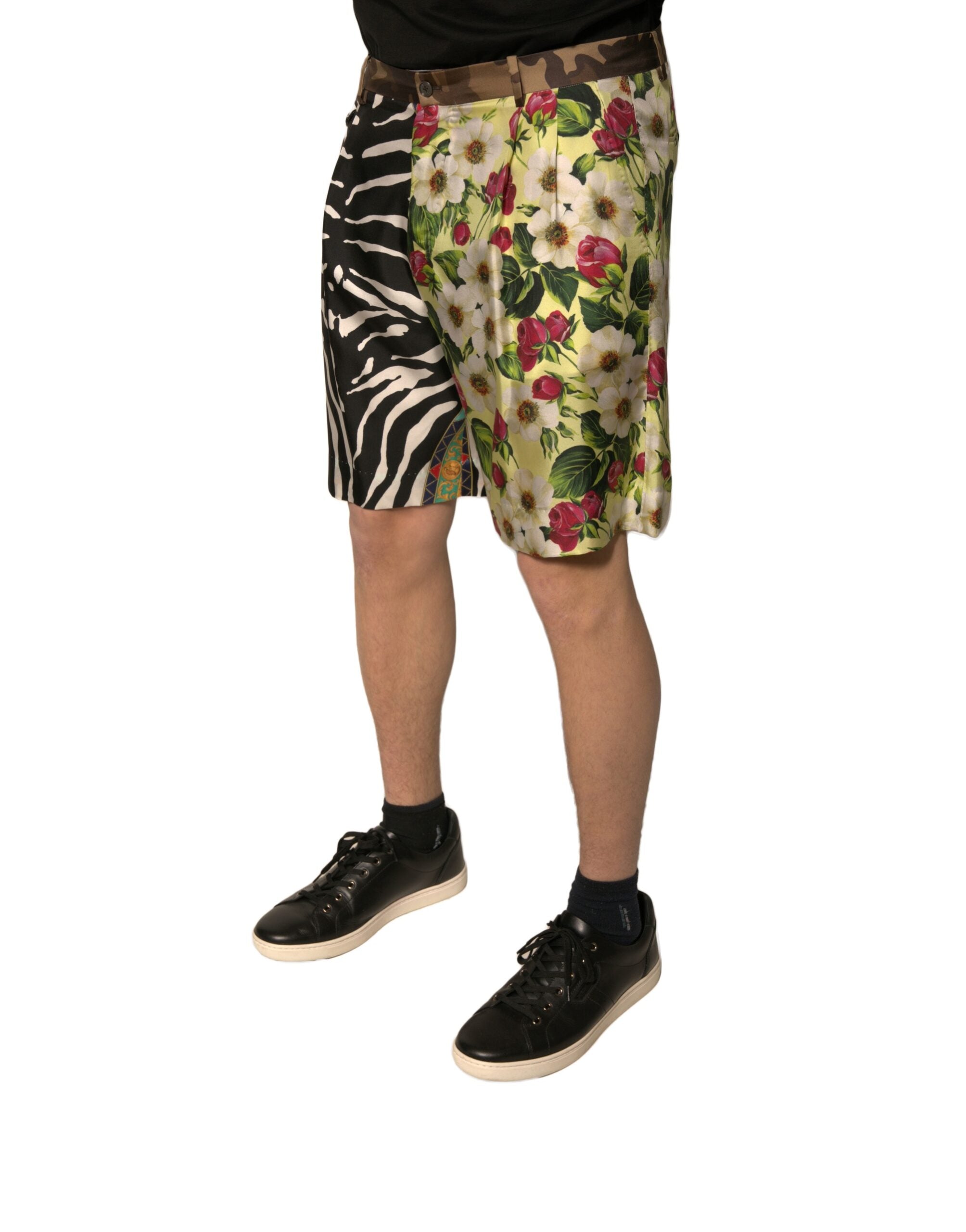 Dolce & Gabbana Multicolor Patchwork Silk Men Chino Shorts -   -  Dolce & Gabbana.