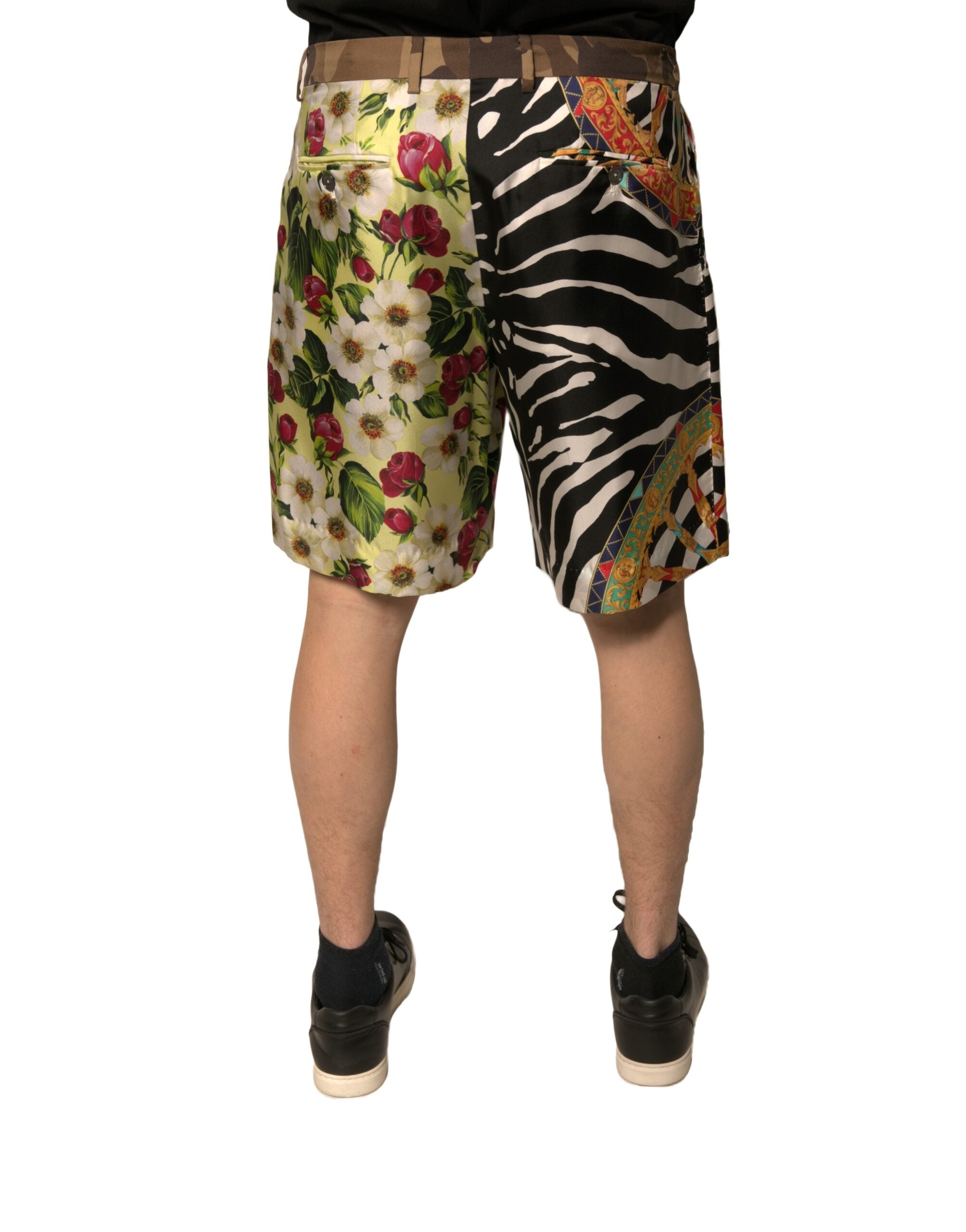 Dolce & Gabbana Multicolor Patchwork Silk Men Chino Shorts -   -  Dolce & Gabbana.
