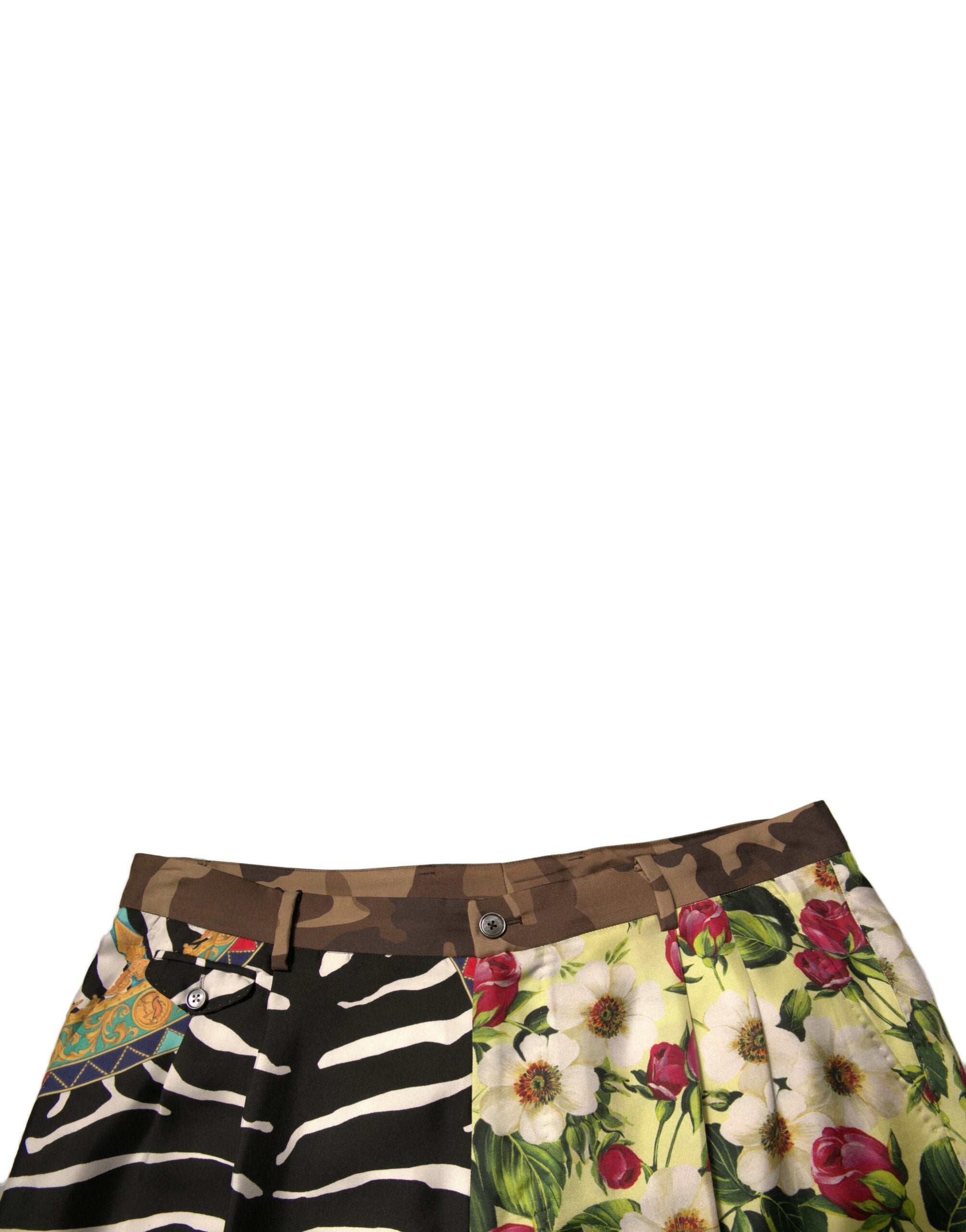 Dolce & Gabbana Multicolor Patchwork Silk Men Chino Shorts -   -  Dolce & Gabbana.