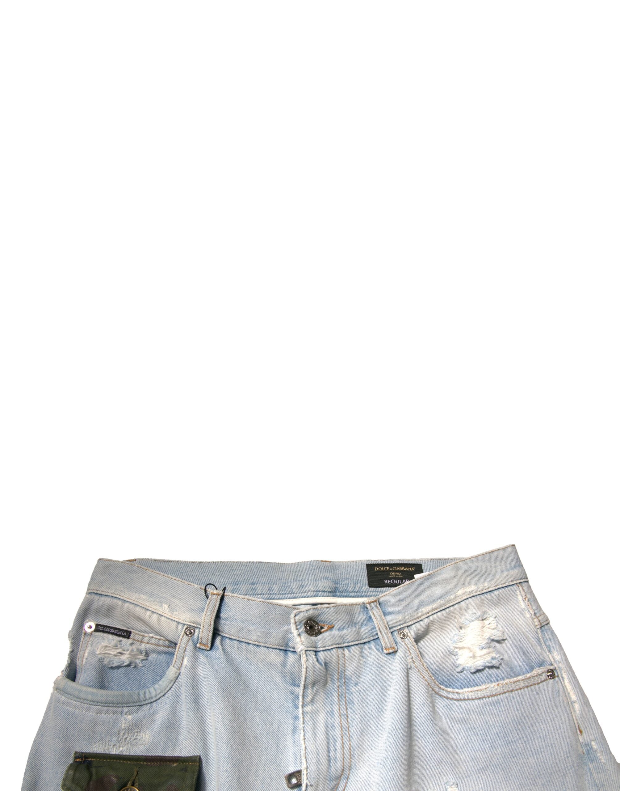 Dolce & Gabbana Light Blue Cotton Cargo Straight Denim Jeans -   -  Dolce & Gabbana.