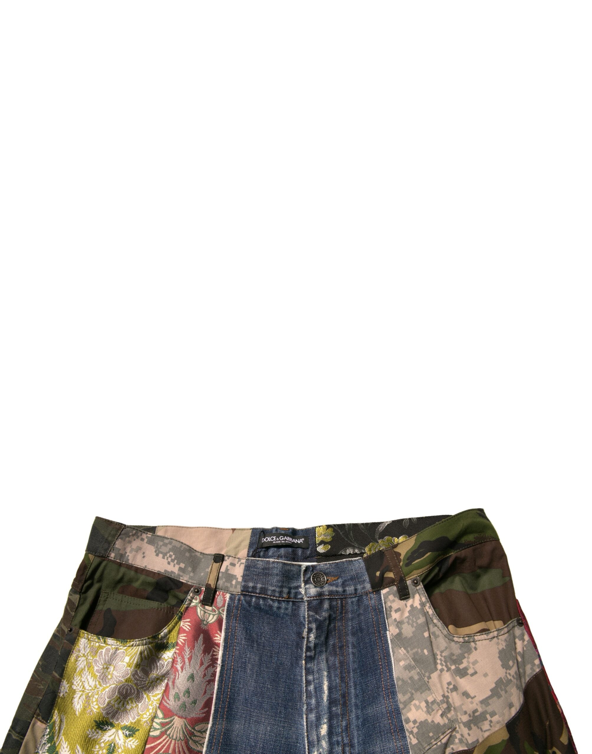 Dolce & Gabbana Blue Patchwork Cotton Straight Denim Jeans -   -  Dolce & Gabbana.
