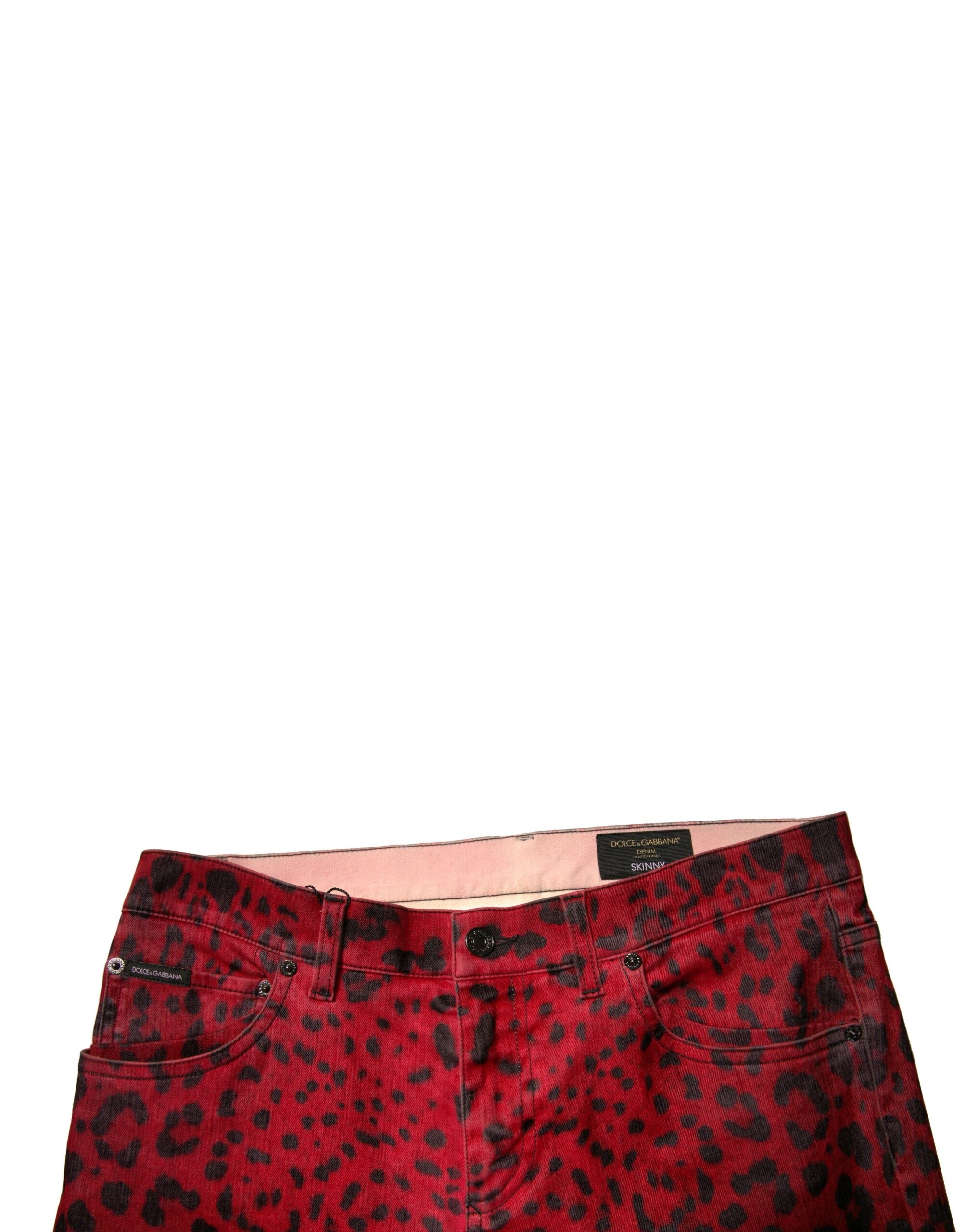 Dolce & Gabbana Red Leopard Cotton Stretch Skinny Denim Jeans -   -  Dolce & Gabbana.