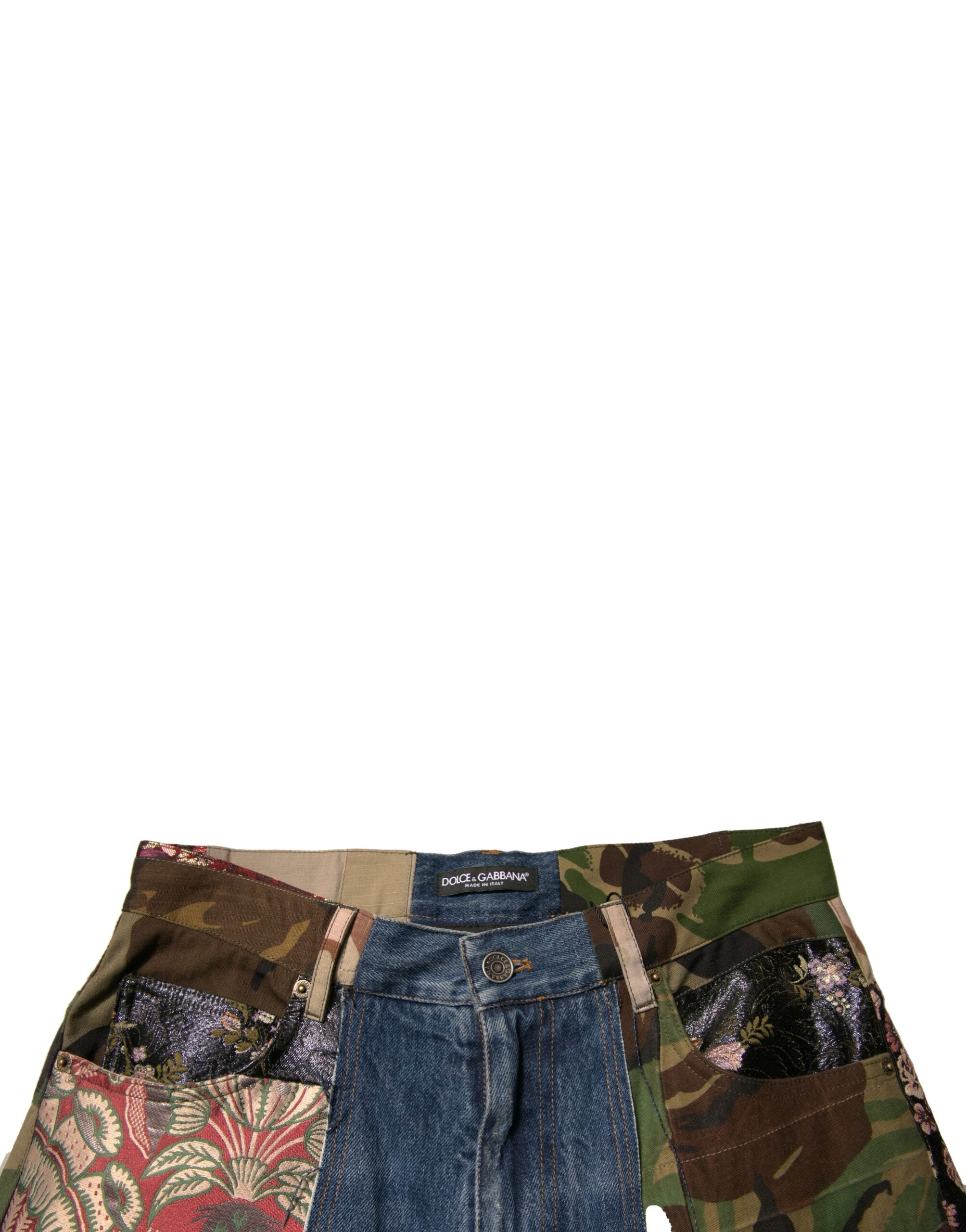 Dolce & Gabbana Blue Patchwork Cotton Straight Denim Jeans -   -  Dolce & Gabbana.