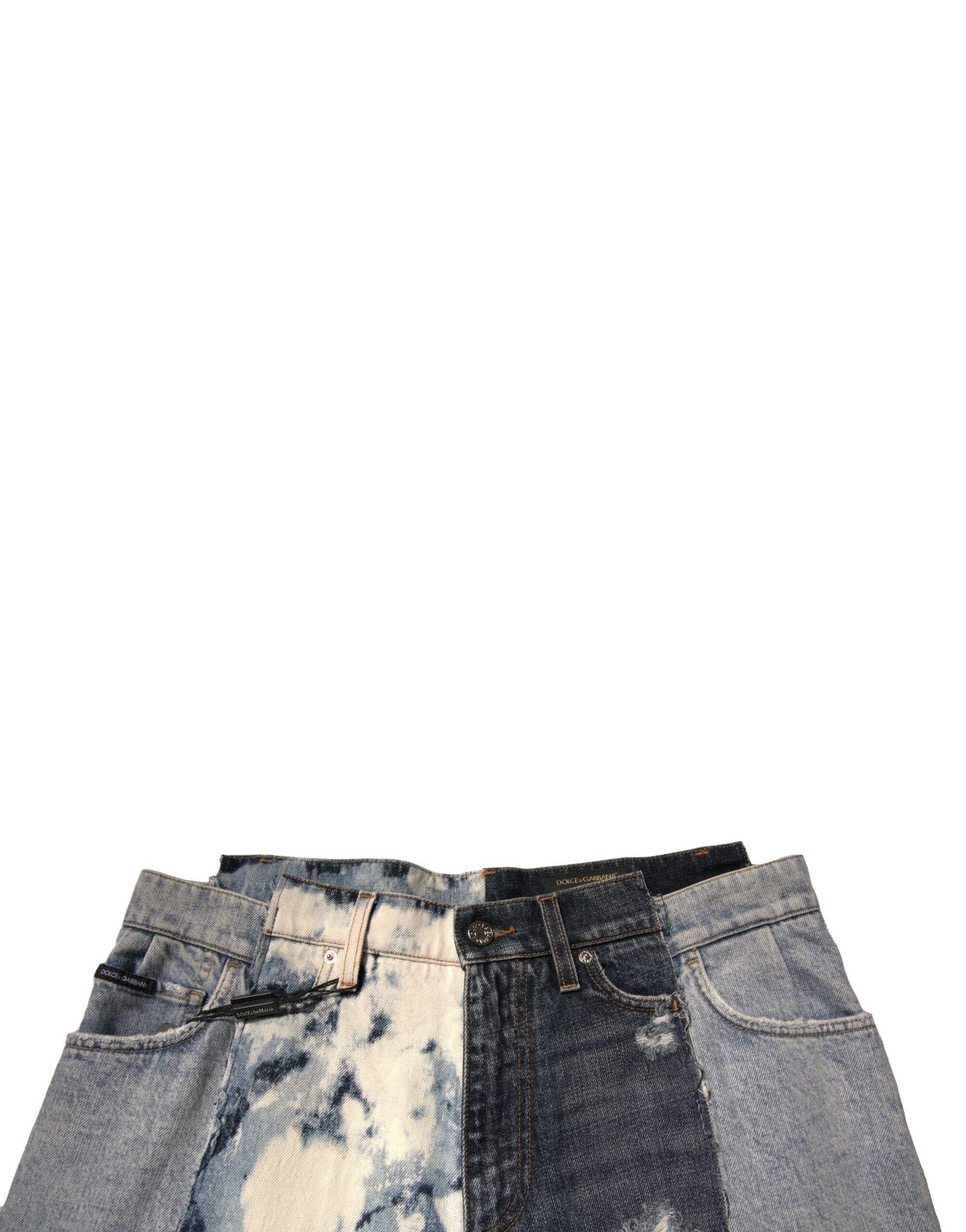 Dolce & Gabbana Multicolor Patchwork Cotton Straight Men Denim Jeans -   -  Dolce & Gabbana.