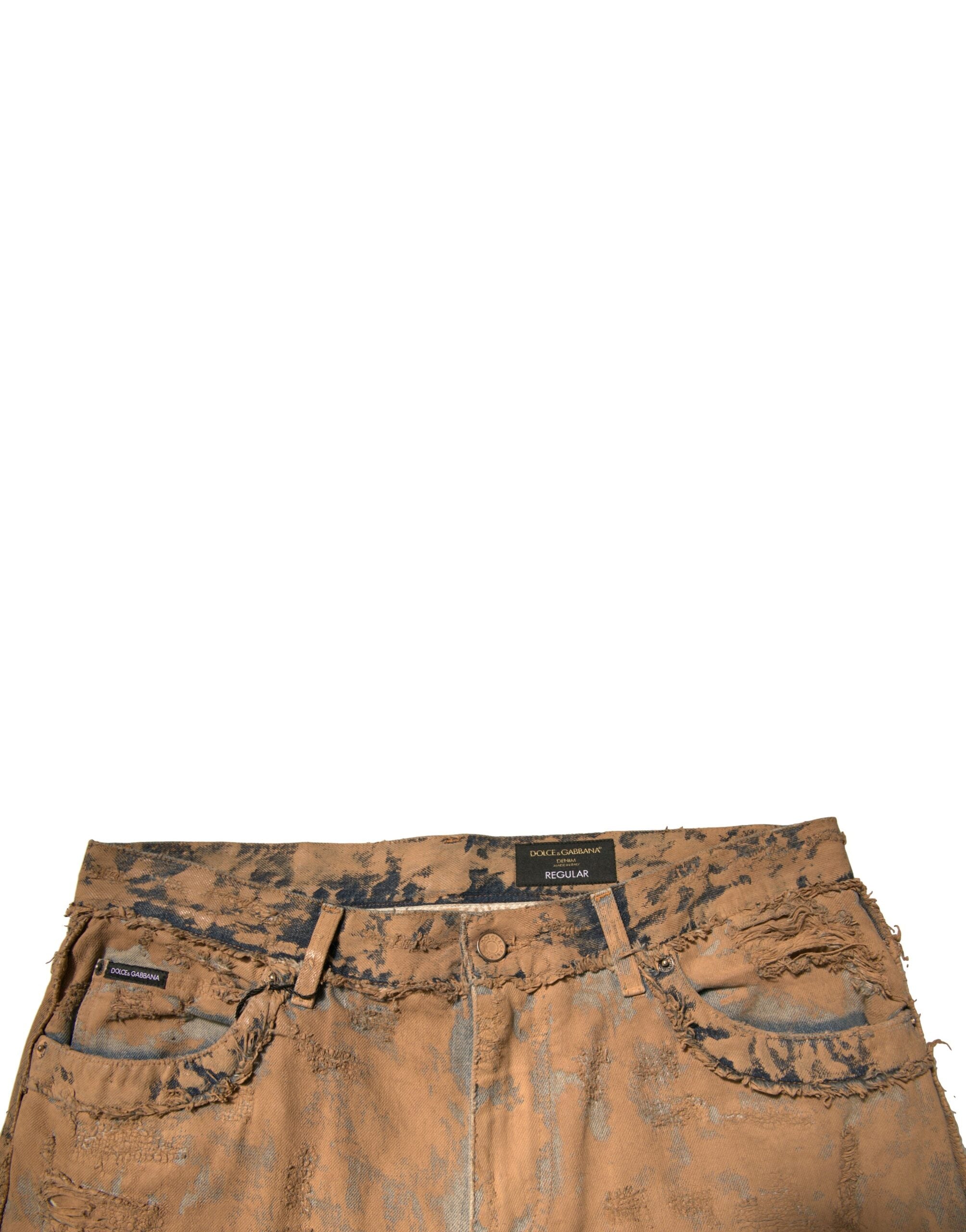 Dolce & Gabbana Brown Tattered Cotton Skinny Denim Jeans -   -  Dolce & Gabbana.