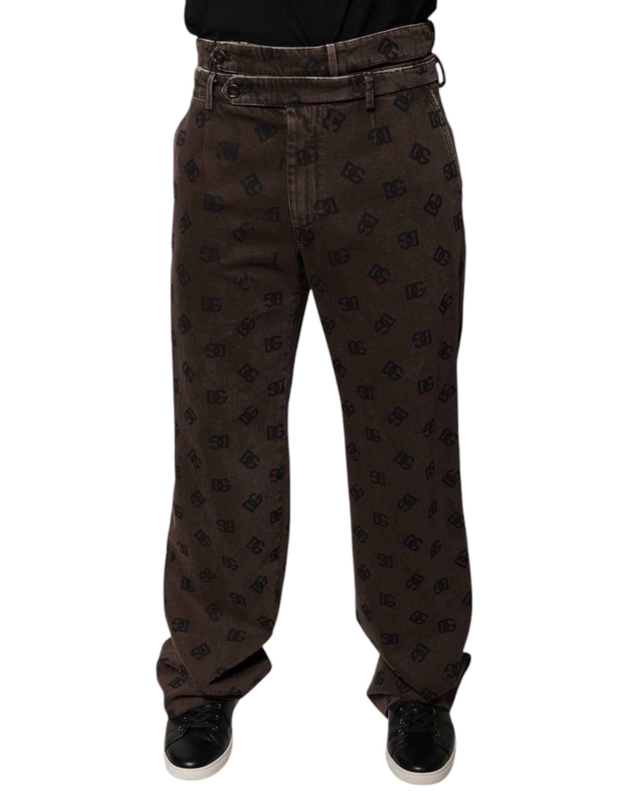 Dolce & Gabbana Brown Logo Cotton Straight Denim Jeans -   -  Dolce & Gabbana.
