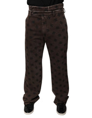 Dolce & Gabbana Brown Logo Cotton Straight Denim Jeans -   -  Dolce & Gabbana.