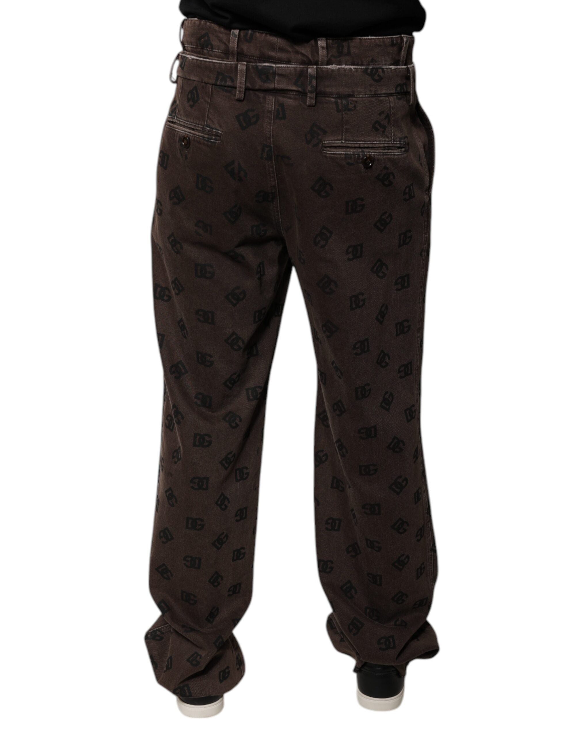 Dolce & Gabbana Brown Logo Cotton Straight Denim Jeans -   -  Dolce & Gabbana.