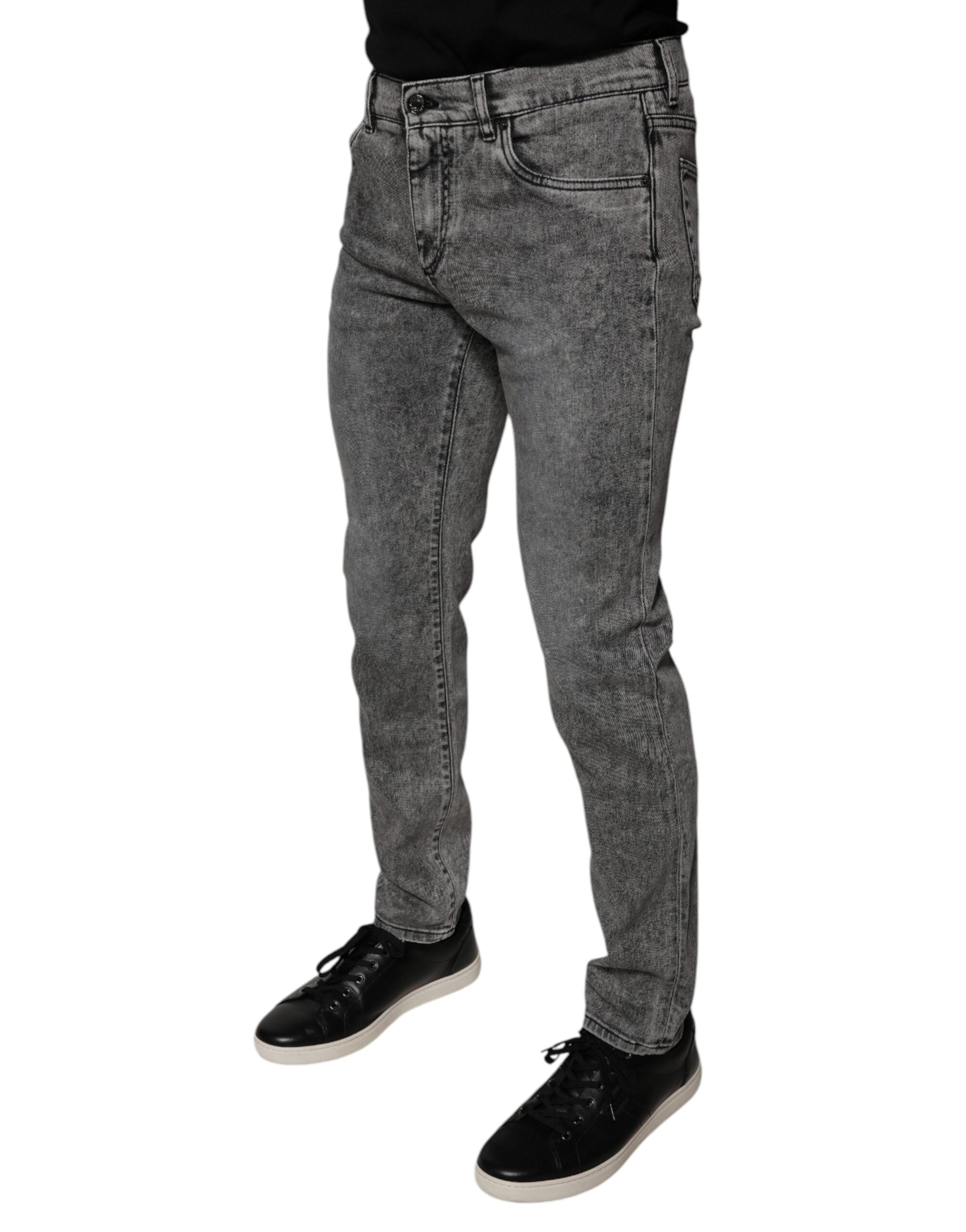 Dolce & Gabbana Gray Washed Cotton Skinny Denim Jeans -   -  Dolce & Gabbana.