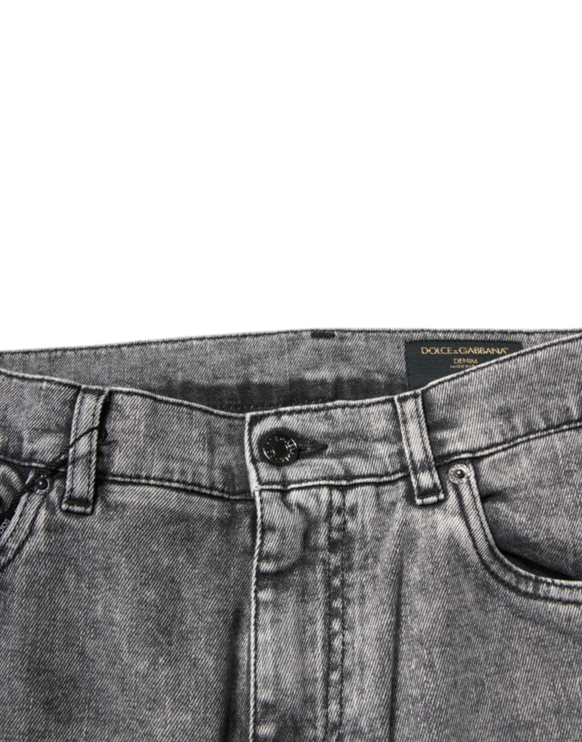 Dolce & Gabbana Gray Washed Cotton Skinny Denim Jeans -   -  Dolce & Gabbana.