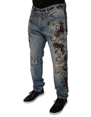 Dolce & Gabbana Light Blue Embroidered Skinny Denim Jeans -   -  Dolce & Gabbana.