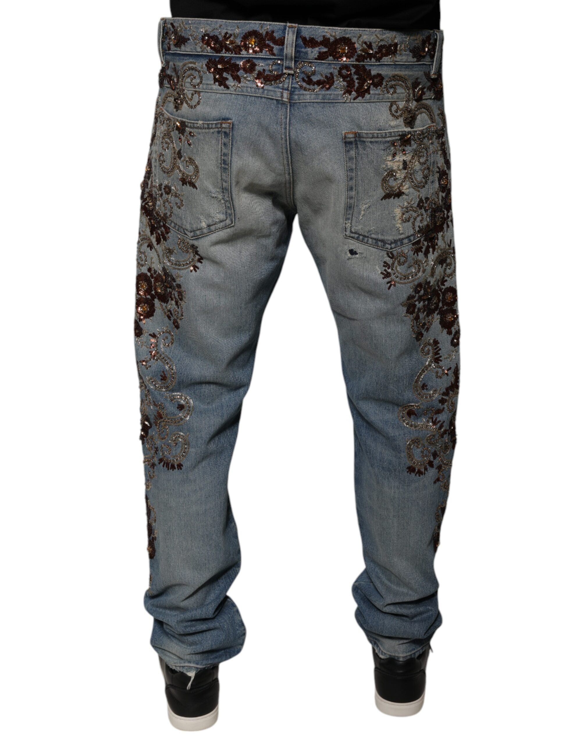 Dolce & Gabbana Light Blue Embroidered Skinny Denim Jeans -   -  Dolce & Gabbana.